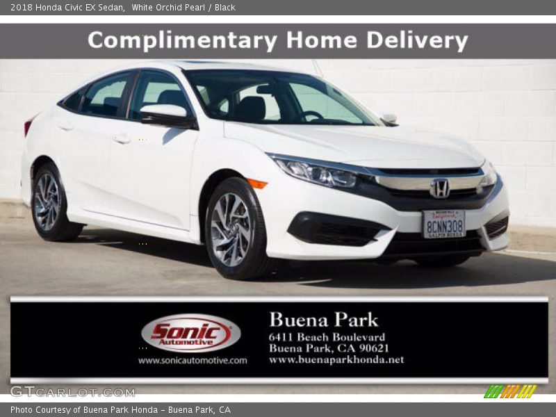 White Orchid Pearl / Black 2018 Honda Civic EX Sedan