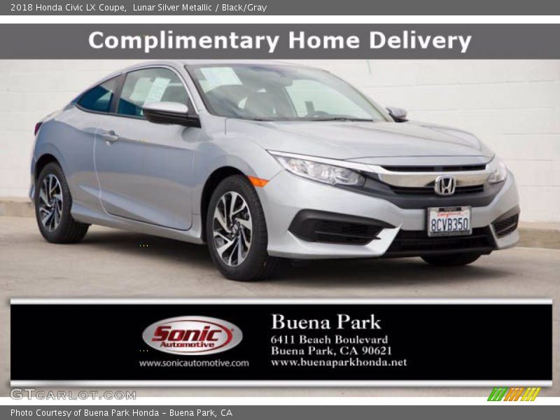 Lunar Silver Metallic / Black/Gray 2018 Honda Civic LX Coupe