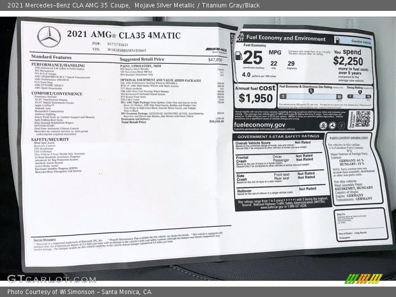 Mojave Silver Metallic / Titanium Gray/Black 2021 Mercedes-Benz CLA AMG 35 Coupe