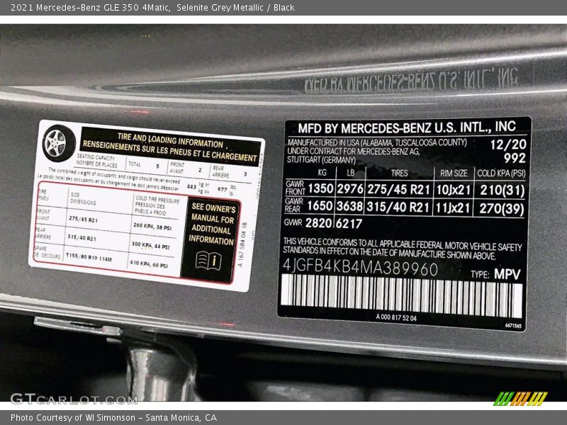 Selenite Grey Metallic / Black 2021 Mercedes-Benz GLE 350 4Matic
