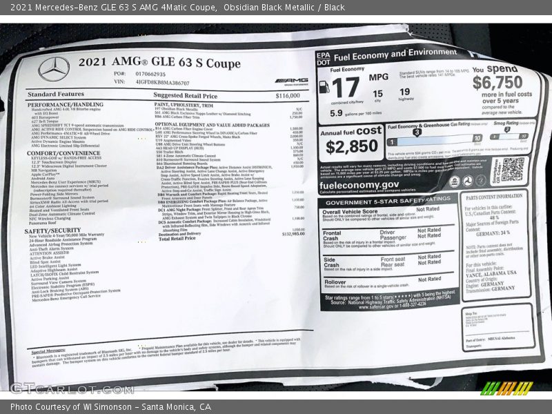 Obsidian Black Metallic / Black 2021 Mercedes-Benz GLE 63 S AMG 4Matic Coupe