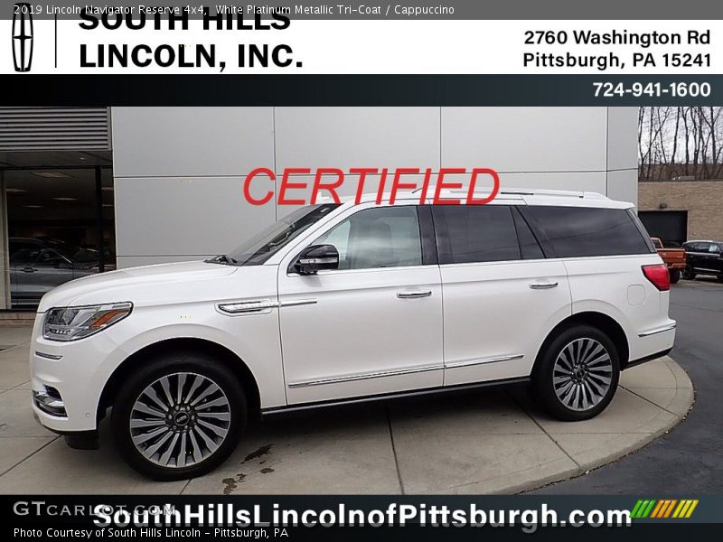 White Platinum Metallic Tri-Coat / Cappuccino 2019 Lincoln Navigator Reserve 4x4