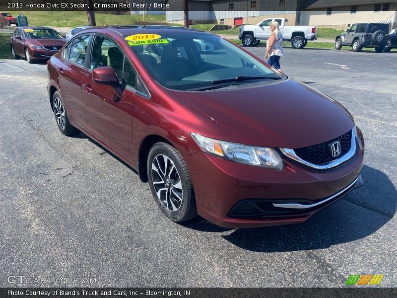 Crimson Red Pearl / Beige 2013 Honda Civic EX Sedan