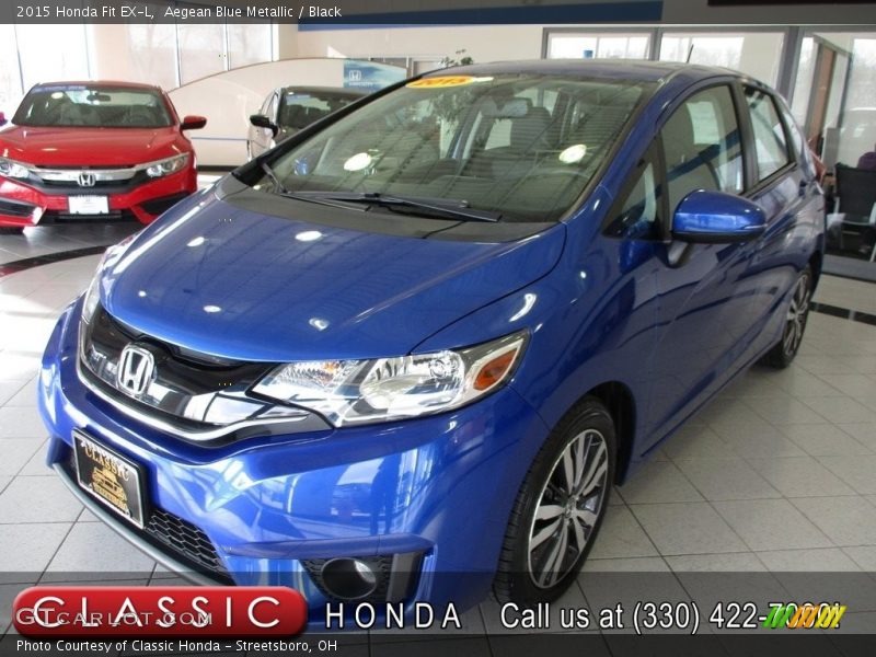 Aegean Blue Metallic / Black 2015 Honda Fit EX-L