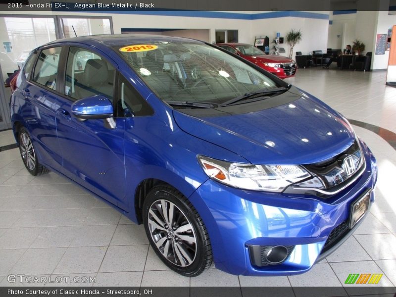 Aegean Blue Metallic / Black 2015 Honda Fit EX-L