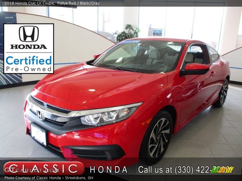 Rallye Red / Black/Gray 2018 Honda Civic LX Coupe