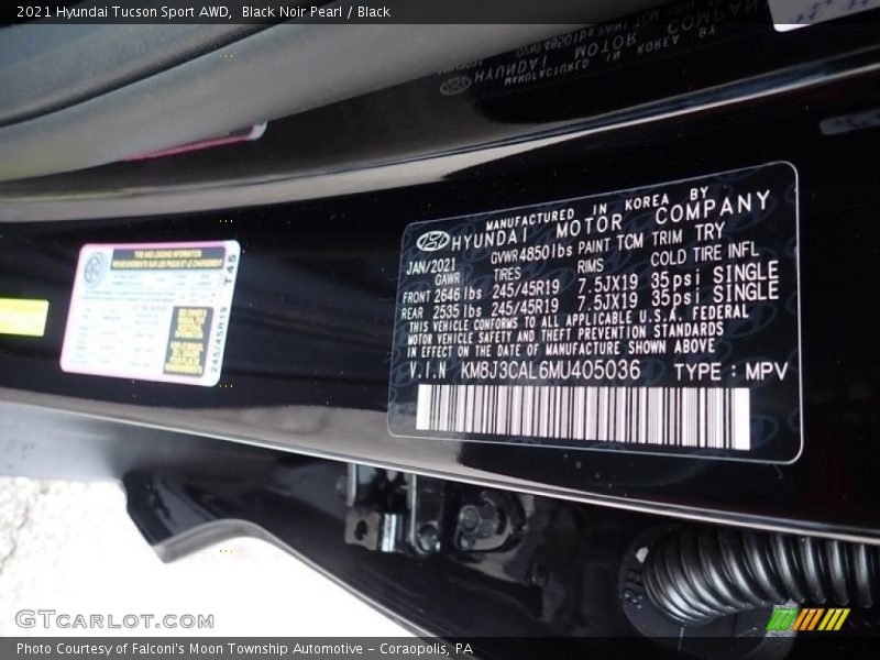 Black Noir Pearl / Black 2021 Hyundai Tucson Sport AWD