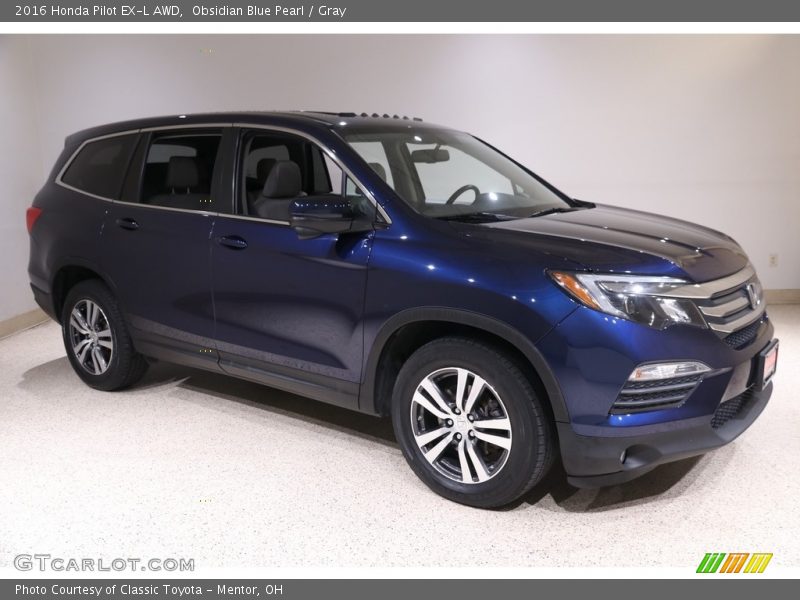Obsidian Blue Pearl / Gray 2016 Honda Pilot EX-L AWD