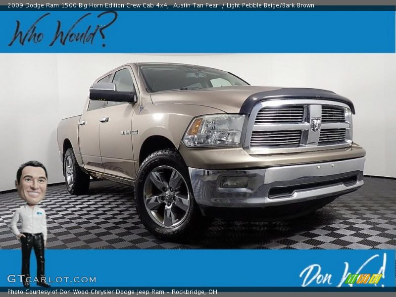 Austin Tan Pearl / Light Pebble Beige/Bark Brown 2009 Dodge Ram 1500 Big Horn Edition Crew Cab 4x4