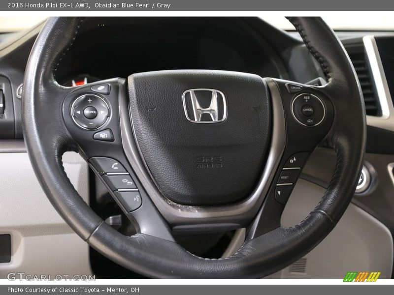 Obsidian Blue Pearl / Gray 2016 Honda Pilot EX-L AWD