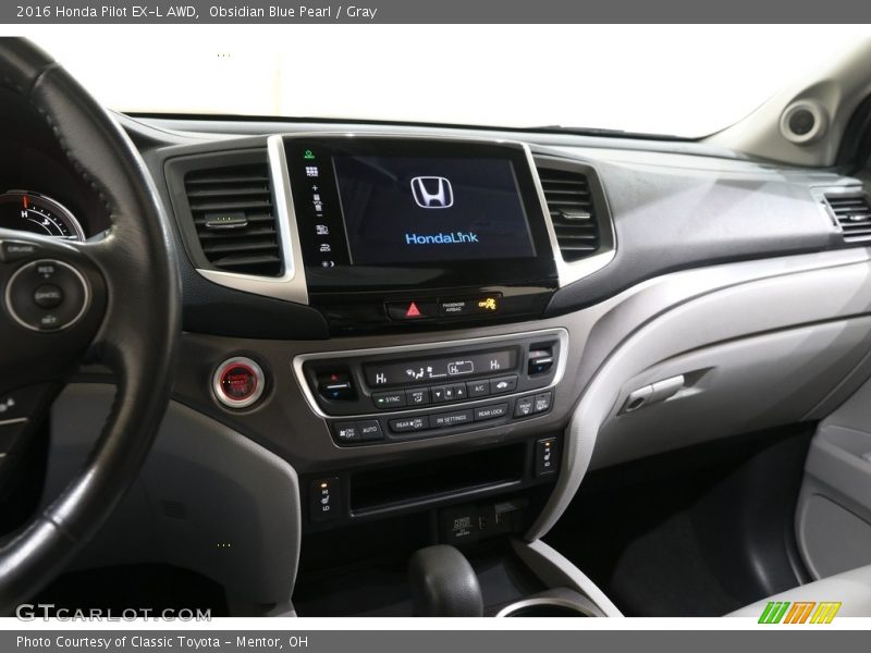 Obsidian Blue Pearl / Gray 2016 Honda Pilot EX-L AWD