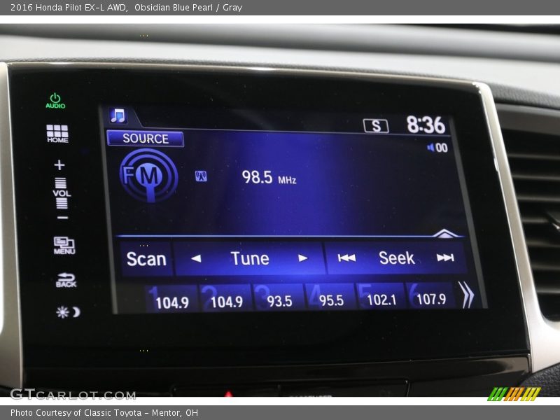 Obsidian Blue Pearl / Gray 2016 Honda Pilot EX-L AWD