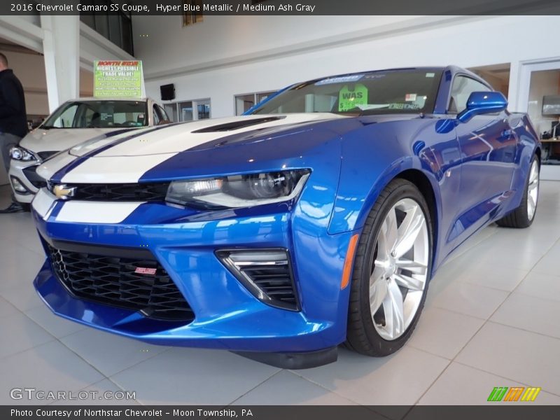 Hyper Blue Metallic / Medium Ash Gray 2016 Chevrolet Camaro SS Coupe