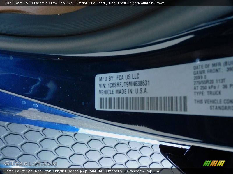 Patriot Blue Pearl / Light Frost Beige/Mountain Brown 2021 Ram 1500 Laramie Crew Cab 4x4