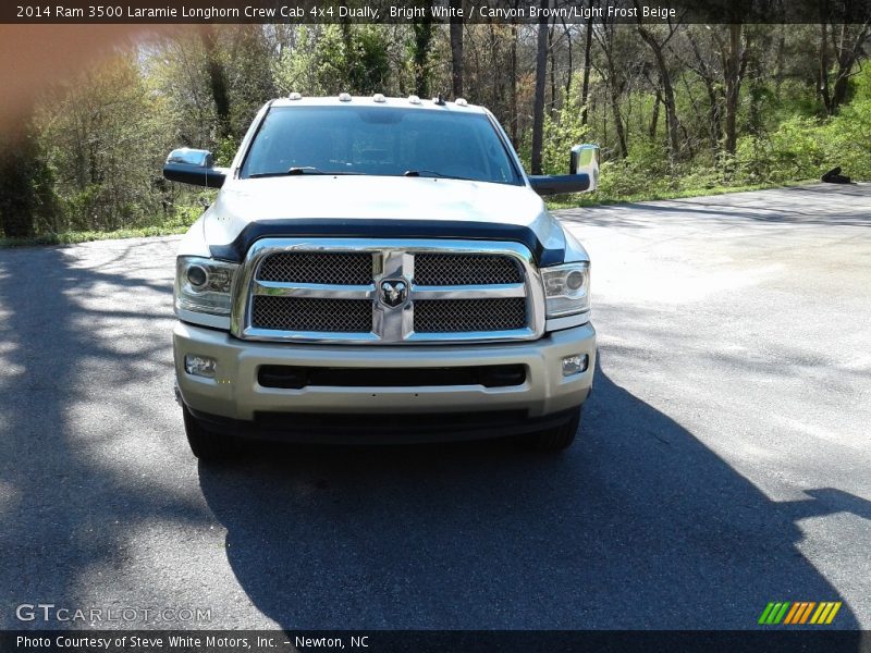 Bright White / Canyon Brown/Light Frost Beige 2014 Ram 3500 Laramie Longhorn Crew Cab 4x4 Dually