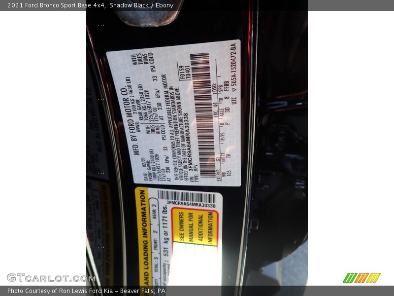 Shadow Black / Ebony 2021 Ford Bronco Sport Base 4x4