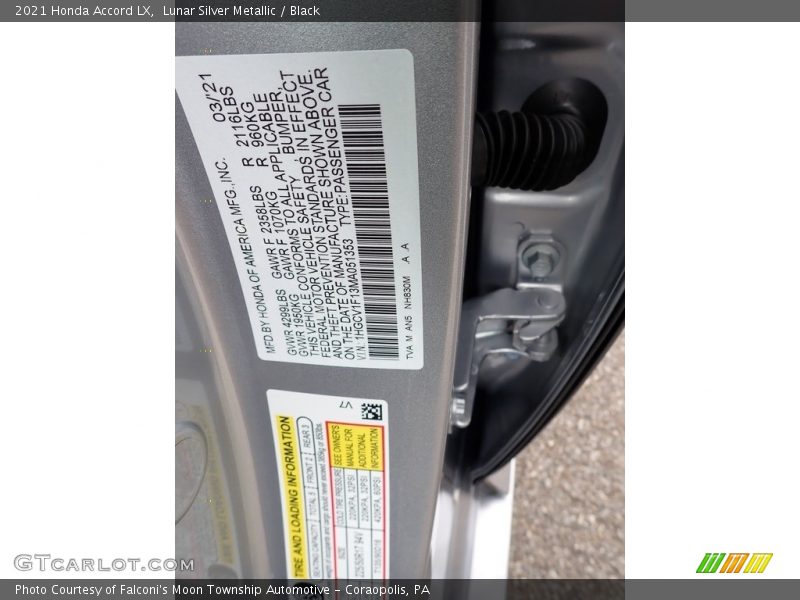 Lunar Silver Metallic / Black 2021 Honda Accord LX