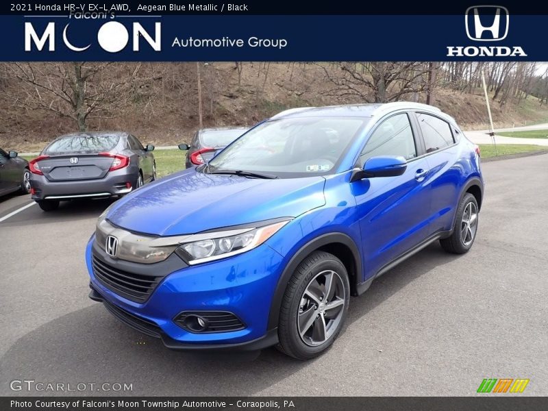 Aegean Blue Metallic / Black 2021 Honda HR-V EX-L AWD