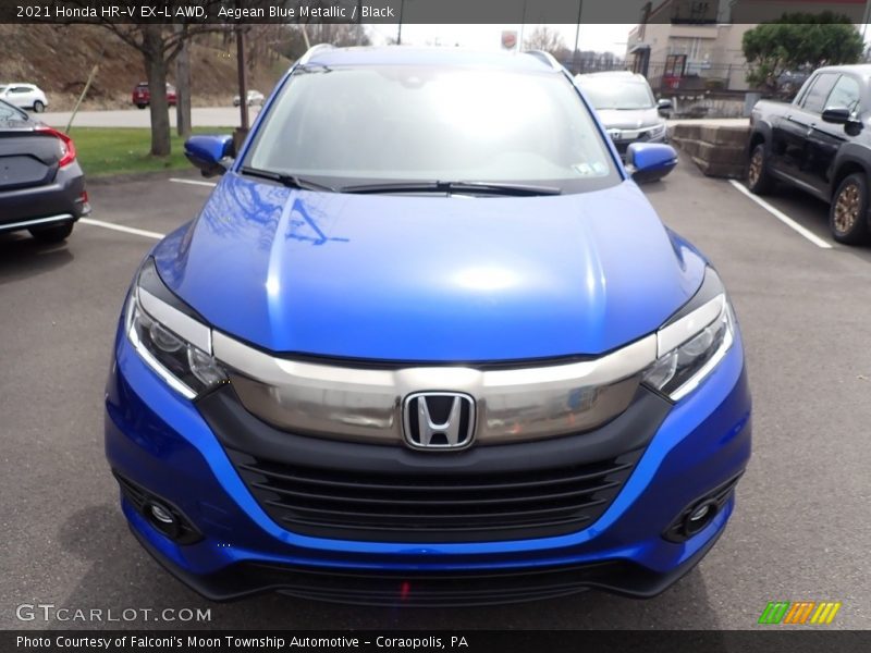 Aegean Blue Metallic / Black 2021 Honda HR-V EX-L AWD