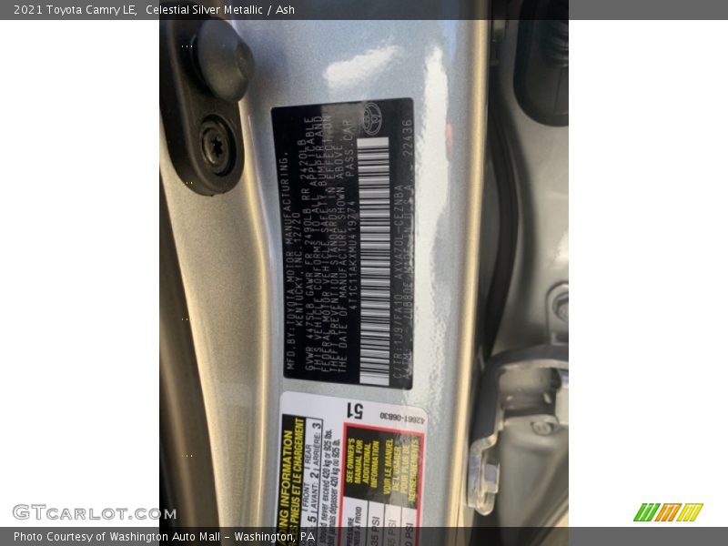 Celestial Silver Metallic / Ash 2021 Toyota Camry LE