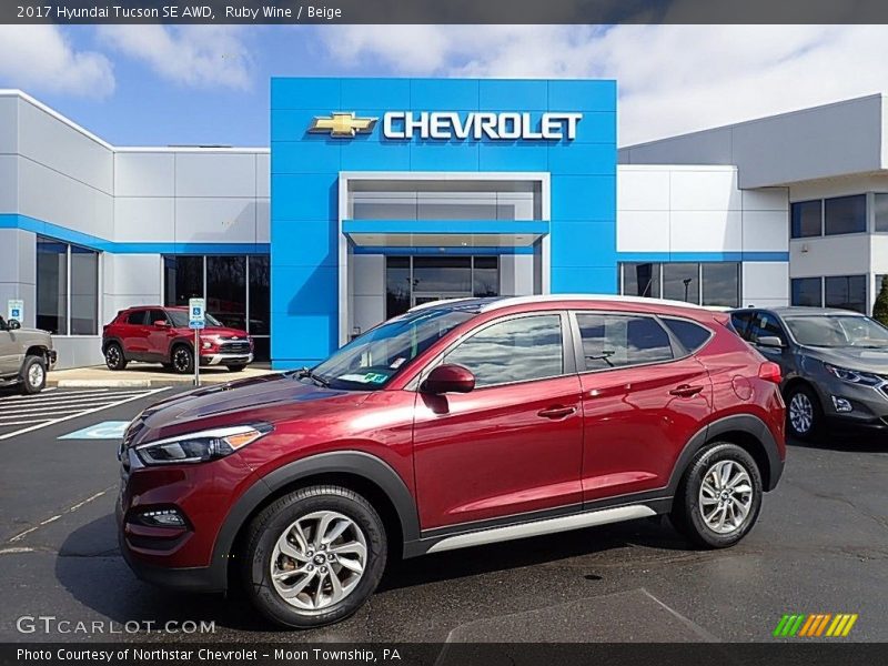 Ruby Wine / Beige 2017 Hyundai Tucson SE AWD