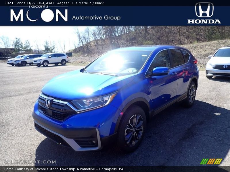 Aegean Blue Metallic / Black 2021 Honda CR-V EX-L AWD