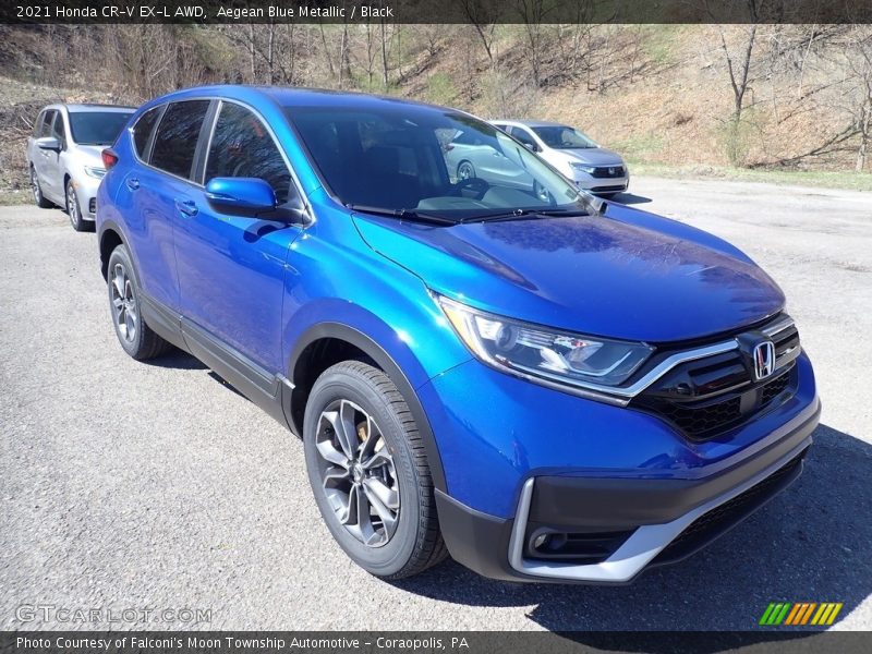 Aegean Blue Metallic / Black 2021 Honda CR-V EX-L AWD