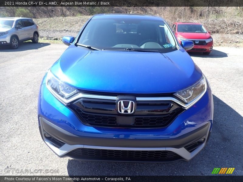 Aegean Blue Metallic / Black 2021 Honda CR-V EX-L AWD