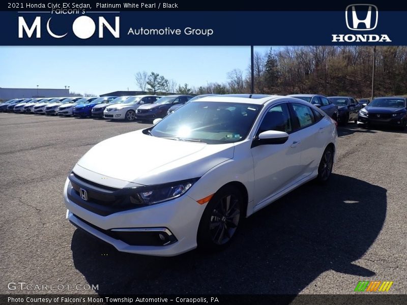 Platinum White Pearl / Black 2021 Honda Civic EX Sedan