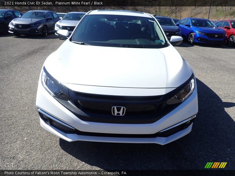 Platinum White Pearl / Black 2021 Honda Civic EX Sedan