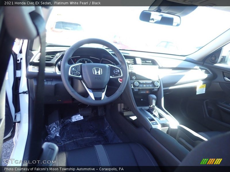 Platinum White Pearl / Black 2021 Honda Civic EX Sedan