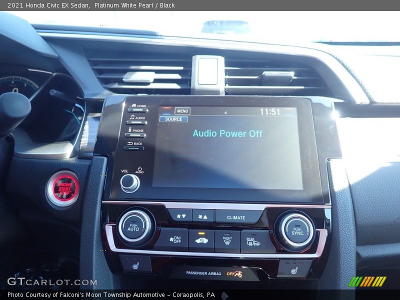 Platinum White Pearl / Black 2021 Honda Civic EX Sedan
