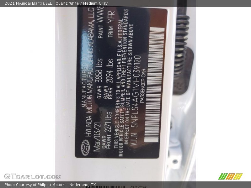 Quartz White / Medium Gray 2021 Hyundai Elantra SEL