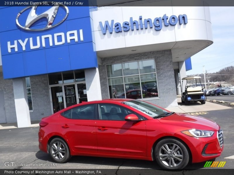 Scarlet Red / Gray 2018 Hyundai Elantra SEL
