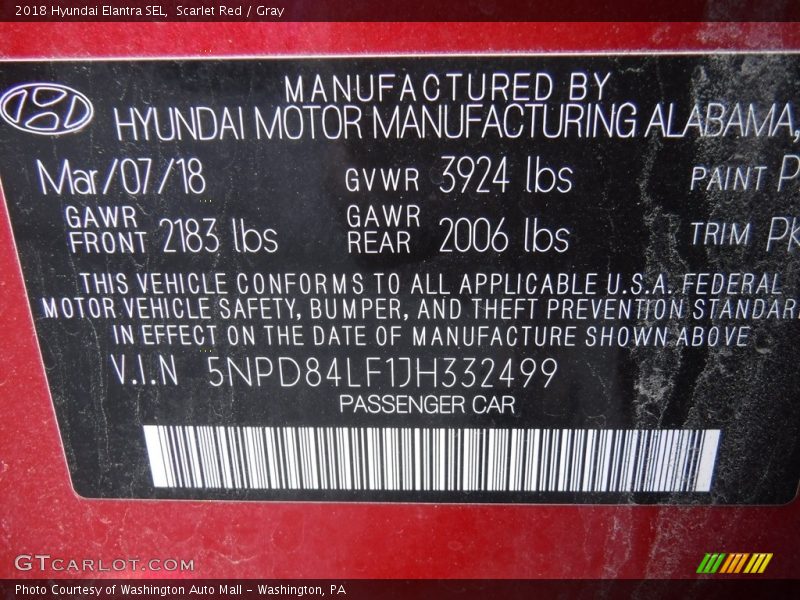 Scarlet Red / Gray 2018 Hyundai Elantra SEL
