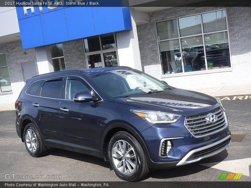 Storm Blue / Black 2017 Hyundai Santa Fe SE AWD