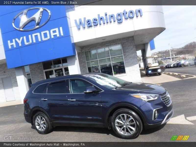 Storm Blue / Black 2017 Hyundai Santa Fe SE AWD