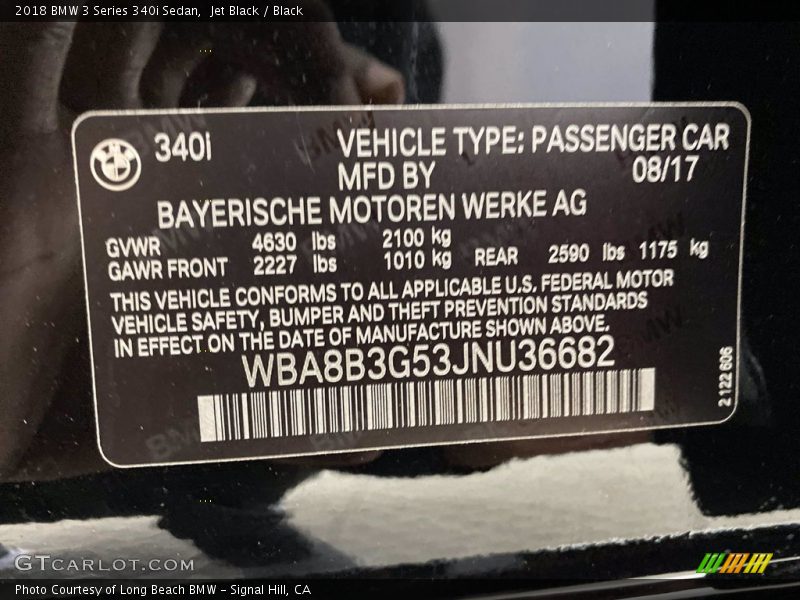 Jet Black / Black 2018 BMW 3 Series 340i Sedan