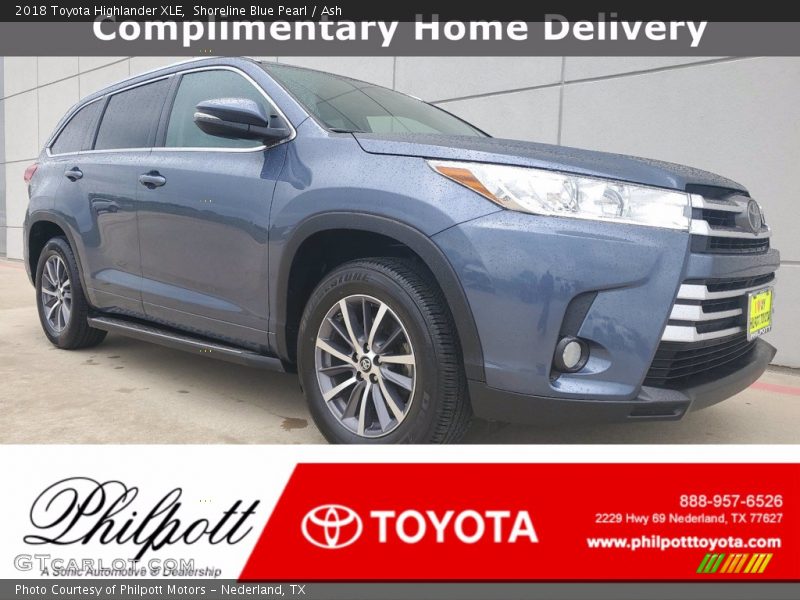 Shoreline Blue Pearl / Ash 2018 Toyota Highlander XLE