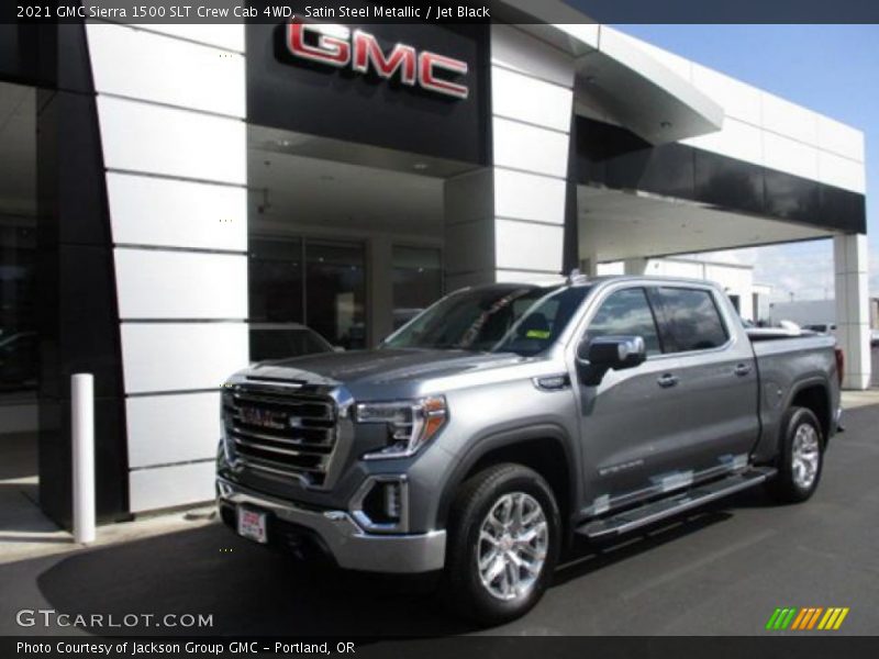 Satin Steel Metallic / Jet Black 2021 GMC Sierra 1500 SLT Crew Cab 4WD