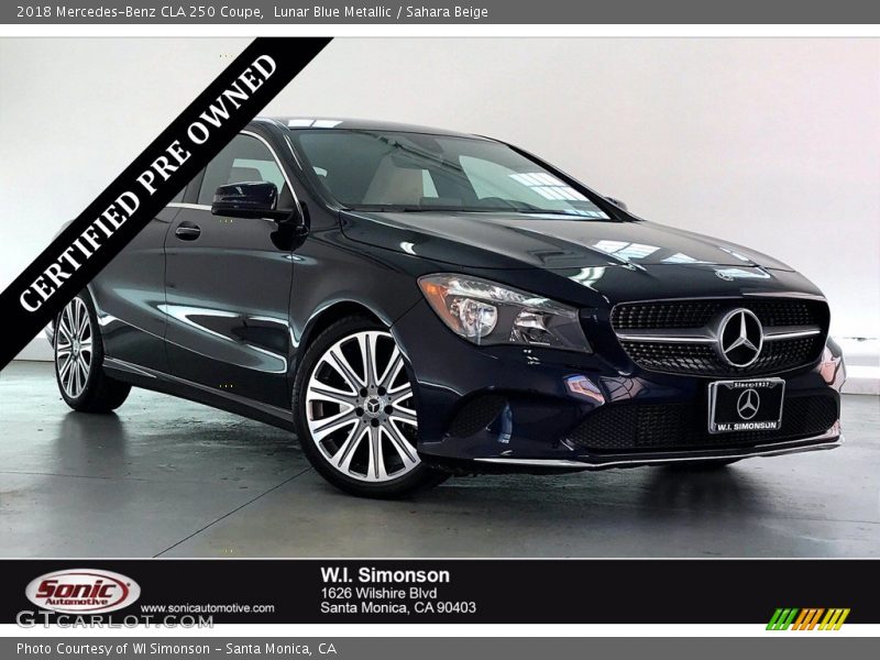 Lunar Blue Metallic / Sahara Beige 2018 Mercedes-Benz CLA 250 Coupe