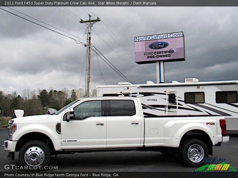 Star White Metallic / Dark Marsala 2021 Ford F450 Super Duty Platinum Crew Cab 4x4