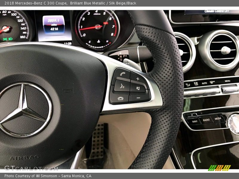 Brilliant Blue Metallic / Silk Beige/Black 2018 Mercedes-Benz C 300 Coupe