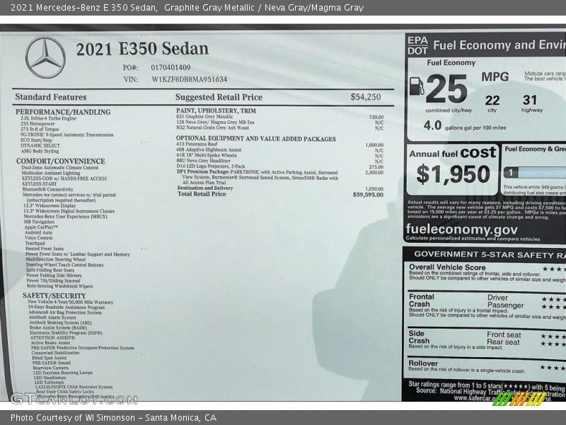 Graphite Gray Metallic / Neva Gray/Magma Gray 2021 Mercedes-Benz E 350 Sedan