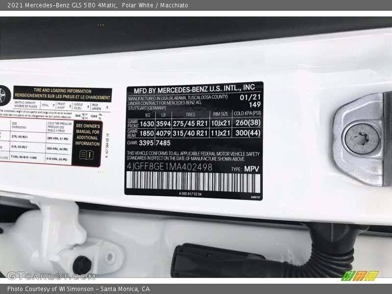 Polar White / Macchiato 2021 Mercedes-Benz GLS 580 4Matic