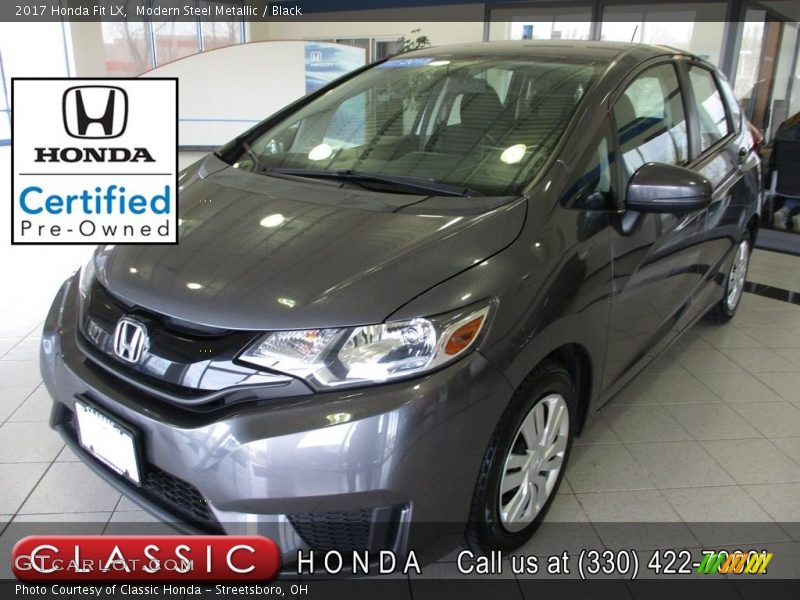 Modern Steel Metallic / Black 2017 Honda Fit LX