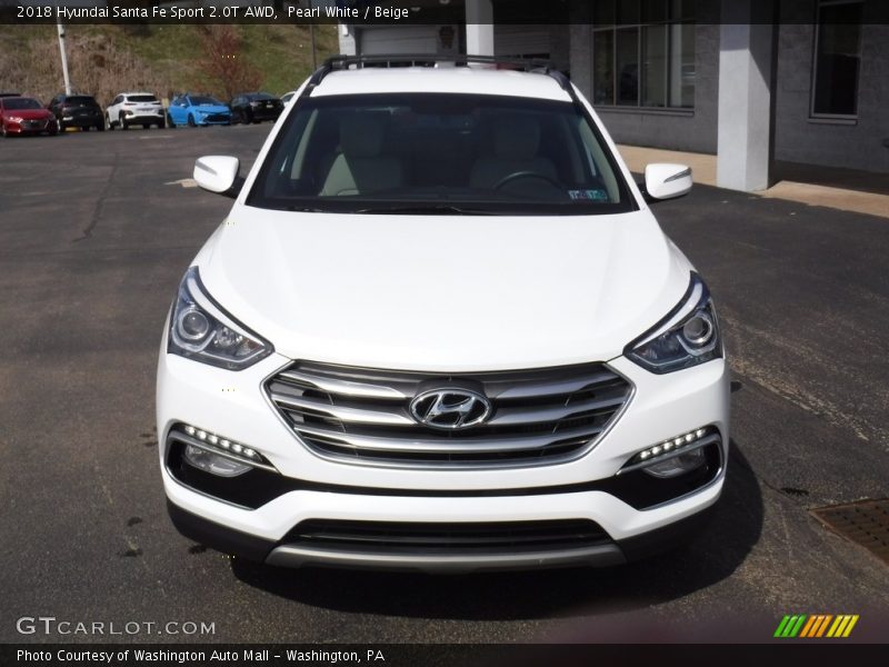 Pearl White / Beige 2018 Hyundai Santa Fe Sport 2.0T AWD