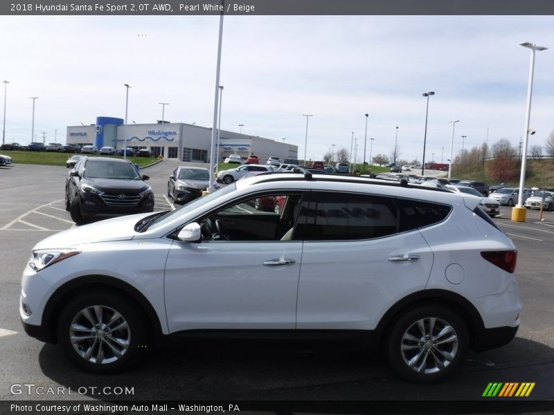 Pearl White / Beige 2018 Hyundai Santa Fe Sport 2.0T AWD