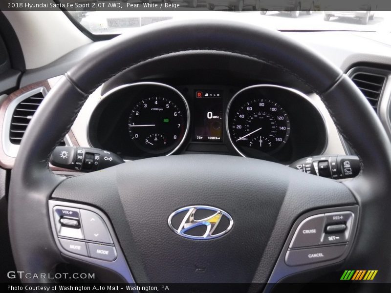 Pearl White / Beige 2018 Hyundai Santa Fe Sport 2.0T AWD