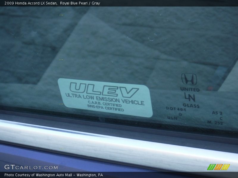 Royal Blue Pearl / Gray 2009 Honda Accord LX Sedan